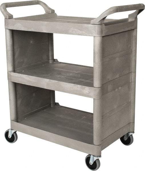 Rubbermaid - 300 Lb Capacity, 31" Wide x 18" Long x 37-1/2" High Service Cart - 3 Shelf, Plastic - USA Tool & Supply