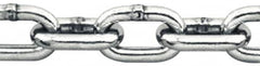 55 Lbs. Load Capacity, Stainless Steel Chain, Priced as 1' Increments, 200' Total Coil Length Cut to Length, 3 Grade, 0.87 Inch Inside Long x 0.159 Inch Inside Wide