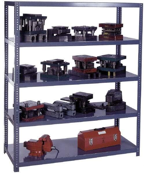 Edsal - 5 Shelf Starter Channel Reinforced Open Steel Shelving - 15,000 Lb Capacity, 36" Wide x 72" High x 24" Deep, Gray - USA Tool & Supply