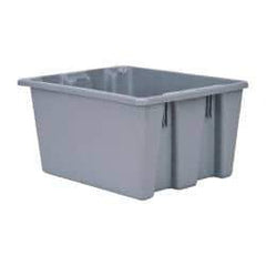 Rubbermaid - 1.3 Cu Ft, 100 Lb Load Capacity Gray Polyethylene Tote Container - Stacking, Nesting, 19-1/2" Long x 15-1/2" Wide x 10" High - USA Tool & Supply