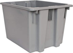 Rubbermaid - 1.6 Cu Ft, Gray Polyethylene Tote Container - Stacking, Nesting, 19-1/2" Long x 15-1/2" Wide x 13" High - USA Tool & Supply