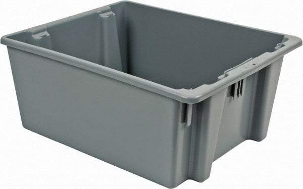 Rubbermaid - 2 Cu Ft, 100 Lb Load Capacity Gray Polyethylene Tote Container - Stacking, Nesting, 23-1/2" Long x 19-1/2" Wide x 10" High - USA Tool & Supply