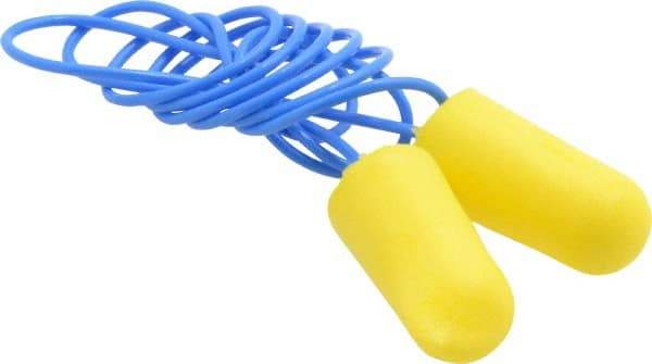 3M - Disposable, Corded, 32 dB Earplugs - Yellow, 200 Pairs - USA Tool & Supply