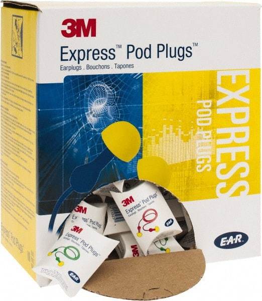 3M - Disposable, Corded, 25 dB Earplugs - Yellow, 100 Pairs - USA Tool & Supply