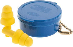 3M - Reusable, Uncorded, 25 dB, Flange Earplugs - Yellow, 1 Pair - USA Tool & Supply