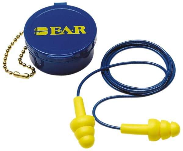 3M - Reusable, Corded, 25 dB, Flange Earplugs - Yellow, 1 Pair - USA Tool & Supply