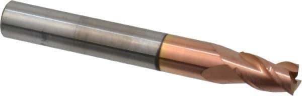 Accupro - 7/32", 3/8" LOC, 1/4" Shank Diam, 2" OAL, 3 Flute, Solid Carbide Square End Mill - Single End, TiCN Finish, Spiral Flute, 40° Helix, Centercutting, Right Hand Cut, Right Hand Flute - USA Tool & Supply