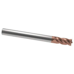 Accupro - 1/4", 3/4" LOC, 1/4" Shank Diam, 2-1/2" OAL, 3 Flute, Solid Carbide Square End Mill - Single End, TiCN Finish, Spiral Flute, 40° Helix, Centercutting, Right Hand Cut, Right Hand Flute - USA Tool & Supply