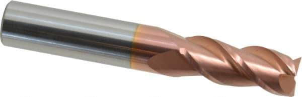 Accupro - 27/64", 1" LOC, 7/16" Shank Diam, 2-3/4" OAL, 3 Flute, Solid Carbide Square End Mill - Single End, TiCN Finish, Spiral Flute, 40° Helix, Centercutting, Right Hand Cut, Right Hand Flute - USA Tool & Supply