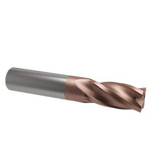 Accupro - 1/2", 1" LOC, 1/2" Shank Diam, 3" OAL, 3 Flute, Solid Carbide Square End Mill - Single End, TiCN Finish, Spiral Flute, 40° Helix, Centercutting, Right Hand Cut, Right Hand Flute - USA Tool & Supply