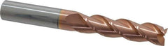 Accupro - 1/2", 2" LOC, 1/2" Shank Diam, 4" OAL, 3 Flute, Solid Carbide Square End Mill - Single End, TiCN Finish, Spiral Flute, 40° Helix, Centercutting, Right Hand Cut, Right Hand Flute - USA Tool & Supply