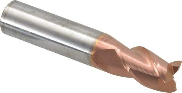 Accupro - 9/16", 7/8" LOC, 9/16" Shank Diam, 3" OAL, 3 Flute, Solid Carbide Square End Mill - Single End, TiCN Finish, Spiral Flute, 40° Helix, Centercutting, Right Hand Cut, Right Hand Flute - USA Tool & Supply