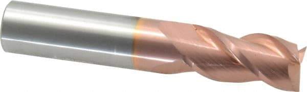 Accupro - 5/8", 1-1/4" LOC, 5/8" Shank Diam, 3-1/2" OAL, 3 Flute, Solid Carbide Square End Mill - Single End, TiCN Finish, Spiral Flute, 40° Helix, Centercutting, Right Hand Cut, Right Hand Flute - USA Tool & Supply