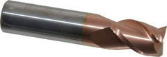Accupro - 5/8", 7/8" LOC, 5/8" Shank Diam, 3" OAL, 3 Flute, Solid Carbide Square End Mill - Single End, TiCN Finish, Spiral Flute, 40° Helix, Centercutting, Right Hand Cut, Right Hand Flute - USA Tool & Supply