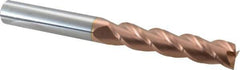 Accupro - 5/8", 3" LOC, 5/8" Shank Diam, 6" OAL, 3 Flute, Solid Carbide Square End Mill - Single End, TiCN Finish, Spiral Flute, 40° Helix, Centercutting, Right Hand Cut, Right Hand Flute - USA Tool & Supply