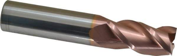 Accupro - 3/4", 1-1/2" LOC, 3/4" Shank Diam, 4" OAL, 3 Flute, Solid Carbide Square End Mill - Single End, TiCN Finish, Spiral Flute, 40° Helix, Centercutting, Right Hand Cut, Right Hand Flute - USA Tool & Supply