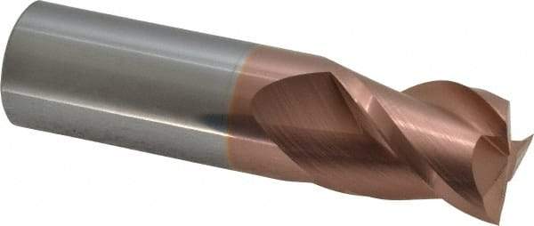 Accupro - 3/4", 1" LOC, 3/4" Shank Diam, 3" OAL, 3 Flute, Solid Carbide Square End Mill - Single End, TiCN Finish, Spiral Flute, 40° Helix, Centercutting, Right Hand Cut, Right Hand Flute - USA Tool & Supply