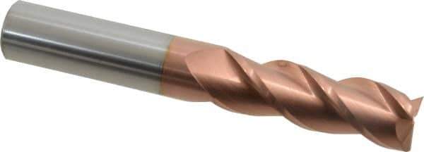 Accupro - 3/4", 2-1/4" LOC, 3/4" Shank Diam, 5" OAL, 3 Flute, Solid Carbide Square End Mill - Single End, TiCN Finish, Spiral Flute, 40° Helix, Centercutting, Right Hand Cut, Right Hand Flute - USA Tool & Supply