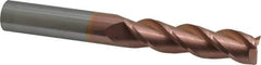 Accupro - 3/4", 3" LOC, 3/4" Shank Diam, 6" OAL, 3 Flute, Solid Carbide Square End Mill - Single End, TiCN Finish, Spiral Flute, 40° Helix, Centercutting, Right Hand Cut, Right Hand Flute - USA Tool & Supply