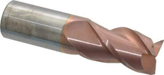 Accupro - 1", 1-3/4" LOC, 1" Shank Diam, 4" OAL, 3 Flute, Solid Carbide Square End Mill - Single End, TiCN Finish, Spiral Flute, 40° Helix, Centercutting, Right Hand Cut, Right Hand Flute - USA Tool & Supply