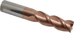 Accupro - 1", 3" LOC, 1" Shank Diam, 6" OAL, 3 Flute, Solid Carbide Square End Mill - Single End, TiCN Finish, Spiral Flute, 40° Helix, Centercutting, Right Hand Cut, Right Hand Flute - USA Tool & Supply