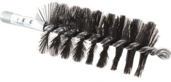 Schaefer Brush - 4-1/2" Brush Length, 2-1/4" Diam, Double Stem, Single Spiral Flue Brush - 7-1/2" Long, Tempered Steel Wire, 1/4" NPSM Male Connection - USA Tool & Supply