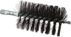 Schaefer Brush - 4-1/2" Brush Length, 3" Diam, Double Stem, Single Spiral Flue Brush - 7-1/2" Long, Tempered Steel Wire, 1/4" NPSM Male Connection - USA Tool & Supply