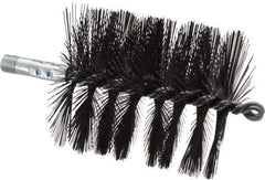 Schaefer Brush - 4-1/2" Brush Length, 4" Diam, Double Stem, Single Spiral Flue Brush - 7-1/2" Long, Tempered Steel Wire, 1/4" NPSM Male Connection - USA Tool & Supply