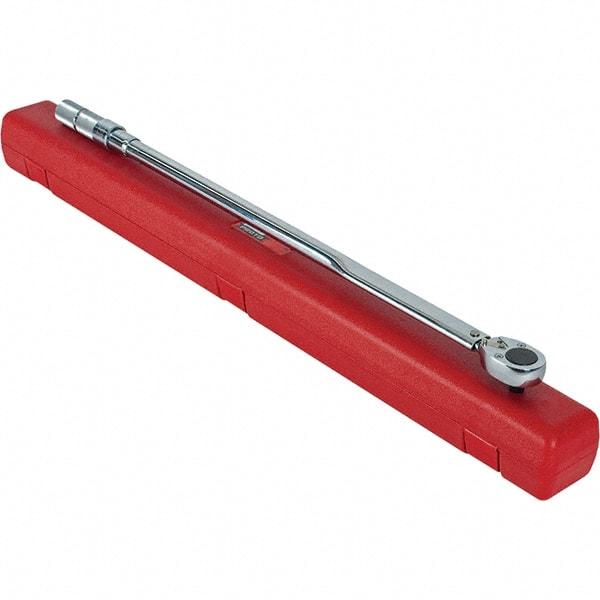 Proto - 3/4" Drive Micrometer Type Ratchet Head Torque Wrench - 142 N/m to 834 N/m Torque, 41-7/16" OAL, 1.7 N/m Graduation, Ratchet Head - USA Tool & Supply