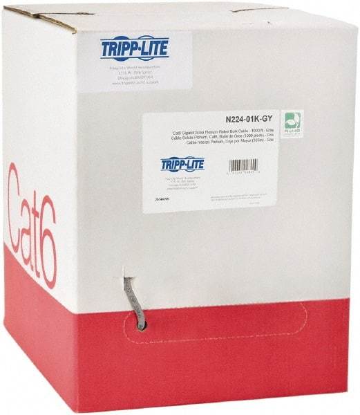 Tripp-Lite - Cat6, 24 AWG, 8 Wires, 550 MHz, Unshielded Network & Ethernet Cable - Gray, PVC, 1,000' OAL - USA Tool & Supply