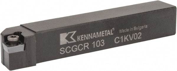 Kennametal - SCGC, Right Hand Cut, 0° Lead Angle, 5/8" Shank Height x 5/8" Shank Width, Neutral Rake Indexable Turning Toolholder - 4" OAL, CP..32.5. Insert Compatibility, Series Screw-On - USA Tool & Supply