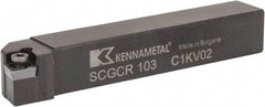 Kennametal - SCGC, Right Hand Cut, 0° Lead Angle, 5/8" Shank Height x 5/8" Shank Width, Neutral Rake Indexable Turning Toolholder - 4" OAL, CP..32.5. Insert Compatibility, Series Screw-On - USA Tool & Supply