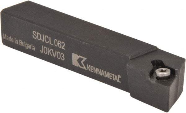Kennametal - SDJC, Left Hand Cut, 3° Lead Angle, 3/8" Shank Height x 3/8" Shank Width, Neutral Rake Indexable Turning Toolholder - 2-1/2" OAL, DC..21.5. Insert Compatibility, Series Screw-On - USA Tool & Supply