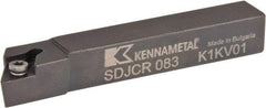 Kennametal - SDJC, Right Hand Cut, 3° Lead Angle, 1/2" Shank Height x 1/2" Shank Width, Neutral Rake Indexable Turning Toolholder - 3-1/2" OAL, DC..32.5. Insert Compatibility, Series Screw-On - USA Tool & Supply