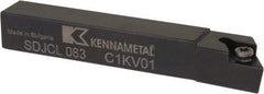 Kennametal - SDJC, Left Hand Cut, 3° Lead Angle, 1/2" Shank Height x 1/2" Shank Width, Neutral Rake Indexable Turning Toolholder - 3-1/2" OAL, DC..32.5. Insert Compatibility, Series Screw-On - USA Tool & Supply