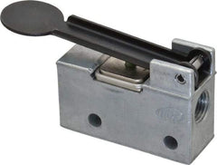 ARO/Ingersoll-Rand - 0.195 CV Rate & 7.5 CFM 3 Way Air Valve - Fingertip Lever, Spring Return, 150 Max psi - USA Tool & Supply