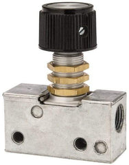 ARO/Ingersoll-Rand - 0.195 CV Rate & 7.5 CFM 3 Way Air Valve - Panel Button, Spring Return, 150 Max psi - USA Tool & Supply