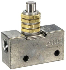 ARO/Ingersoll-Rand - 0.195 CV Rate & 7.5 CFM 3 Way Air Valve - Straight Plunger, Spring Return, 150 Max psi - USA Tool & Supply