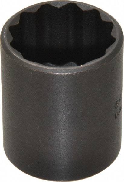 Proto - 1", 1/2" Drive, Standard Hand Socket - 12 Points, 1-9/16" OAL, Alloy Steel, Black Finish - USA Tool & Supply