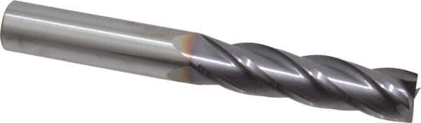 Niagara Cutter - 1/2", 2" LOC, 1/2" Shank Diam, 4" OAL, 4 Flute, Solid Carbide Square End Mill - Single End, TiAlN Finish, Spiral Flute, 30° Helix, Centercutting, Right Hand Cut, Right Hand Flute, Series C430 - USA Tool & Supply