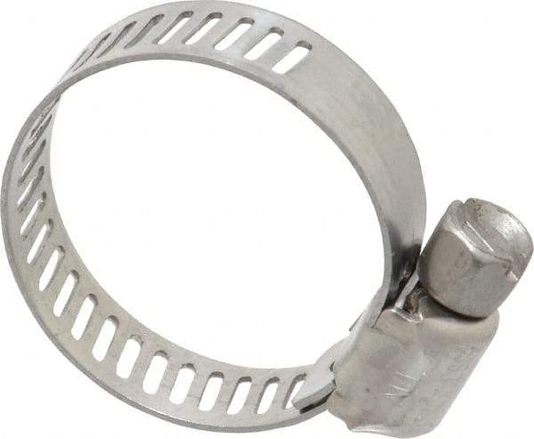 IDEAL TRIDON - SAE Size 8, 7/16 to 1" Diam, Stainless Steel Miniature Worm Drive Clamp - 5/16" Wide, Material Grade 301, Series 350 - USA Tool & Supply