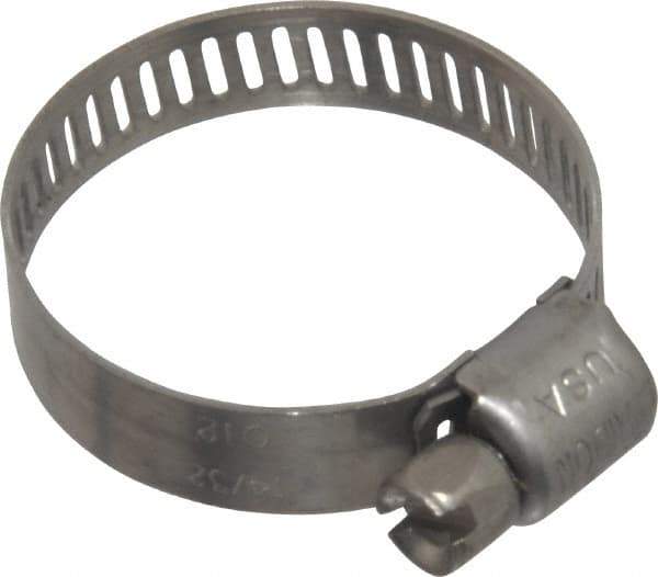 IDEAL TRIDON - SAE Size 12, 9/16 to 1-1/4" Diam, Stainless Steel Miniature Worm Drive Clamp - 5/16" Wide, Material Grade 301, Series 350 - USA Tool & Supply