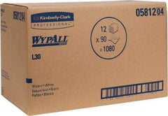 WypAll - L30 1/4 Fold General Purpose Wipes - Poly Pack, 13" x 12-1/2" Sheet Size, White - USA Tool & Supply