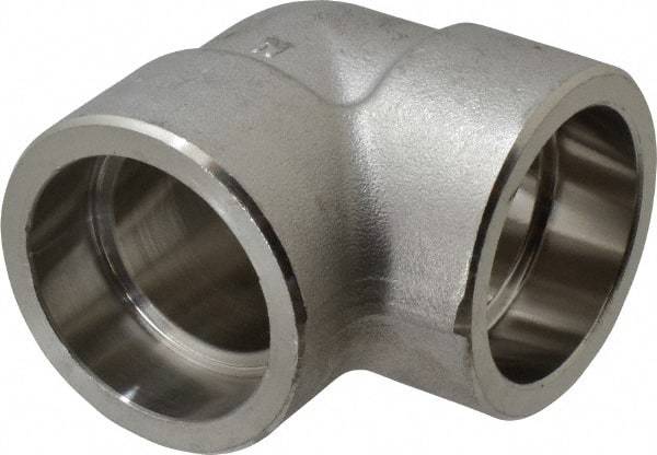 Merit Brass - 1-1/2" Grade 304 Stainless Steel Pipe 90° Elbow - Socket Weld x Socket Weld End Connections, 3,000 psi - USA Tool & Supply