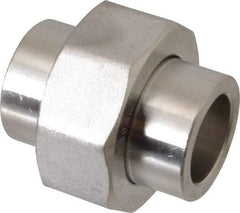 Merit Brass - 1/2" Grade 304 Stainless Steel Pipe Union - Socket Weld x Socket Weld End Connections, 3,000 psi - USA Tool & Supply