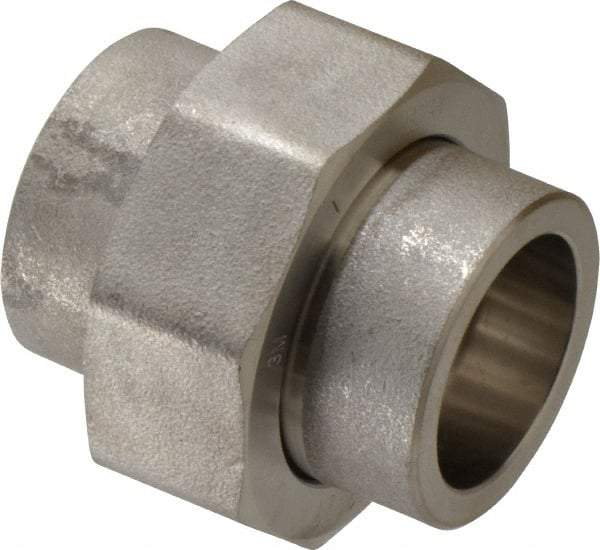 Merit Brass - 1" Grade 304 Stainless Steel Pipe Union - Socket Weld x Socket Weld End Connections, 3,000 psi - USA Tool & Supply