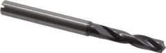 Guhring - 5.3mm 140° Spiral Flute Solid Carbide Screw Machine Drill Bit - FIREX Finish, Right Hand Cut, 28mm Flute Length, 66mm OAL, SU Point, Straight Shank, Through Coolant - USA Tool & Supply