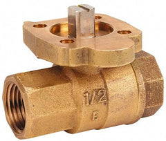 NIBCO - 1" Pipe, Full Port, Bronze Standard Ball Valve - 2 Piece, Inline - One Way Flow, FNPT x FNPT Ends, ISO Actuation Mount Handle, 600 WOG, 200 WSP - USA Tool & Supply