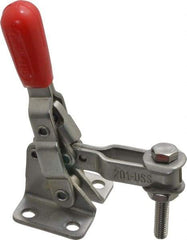 De-Sta-Co - 125 Lb Holding Capacity, Vertical Handle, Manual Hold Down Toggle Clamp - 55° Handle Movement, 100° Bar Opening, U-Bar, Flanged Base, Electro-Plated Zinc, Stainless Steel - USA Tool & Supply