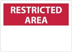 NMC - "Restricted Area", 10" Long x 14" Wide, Rigid Plastic Safety Sign - Rectangle, 0.05" Thick, Use for Security & Admittance - USA Tool & Supply
